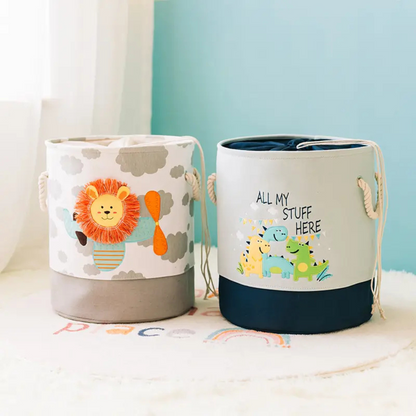 Canasto Organizador Infantil Diseño León o Dinosaurios