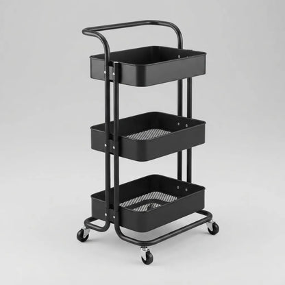 Carrito Organizador Metálico 3 Niveles con Ruedas y Asa – Multiuso