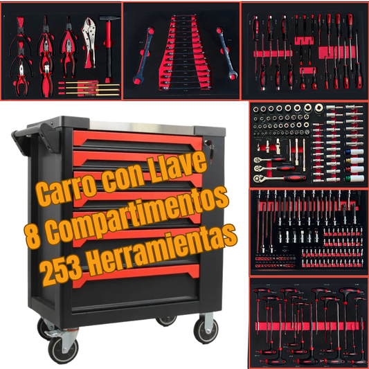 Carro De Trabajo Movil 8 Gabinetes C/herr 253 Pcs