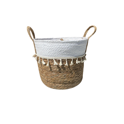 Set 3 Cestas Tejidas Fibra Natural para Plantas o Decoración