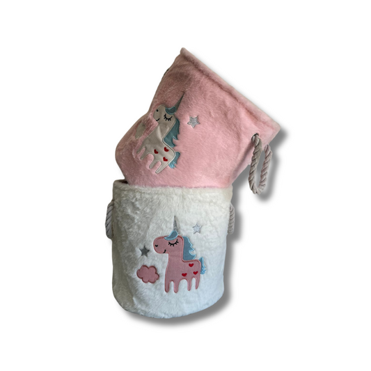 Canasto infantil de Felpa 2 Colore Diseños Unicornio