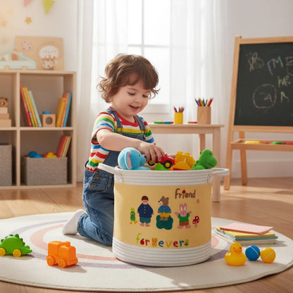 Canasto organizador infantil de cuerda tejida – vista superior