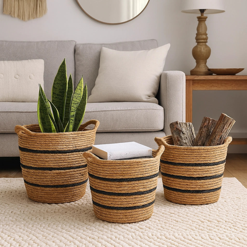 Set de 3 Cestas de Organización Rústicas y Elegantes