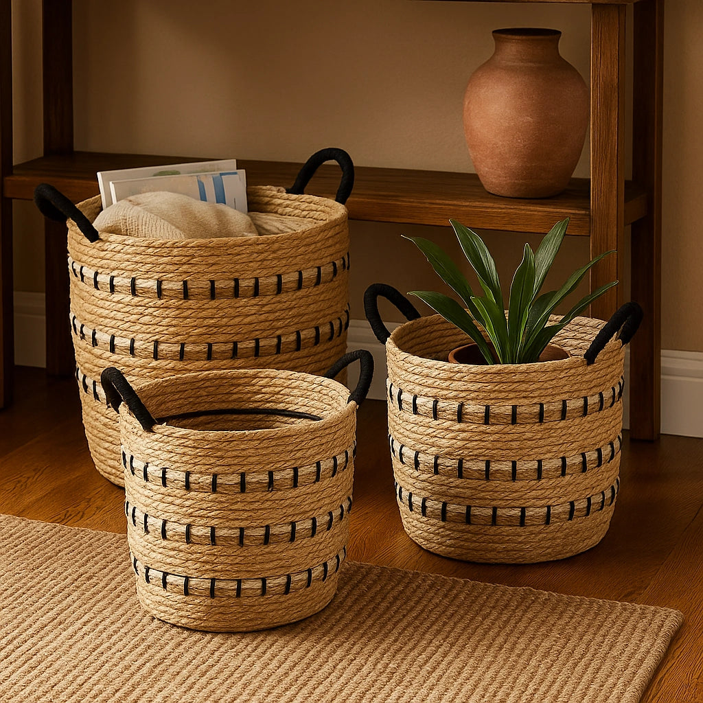 Set de Cestas de Organización de Fibras Naturales: Orden y Estilo para Tu Hogar