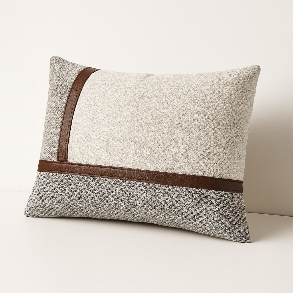 Cojín Decorativo Rectangular de 28x50 cm con Detalles en Cuerina: Estilo y Comodidad para Tu Hogar