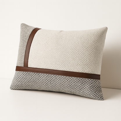 Cojín Decorativo Rectangular de 28x50 cm con Detalles en Cuerina: Estilo y Comodidad para Tu Hogar