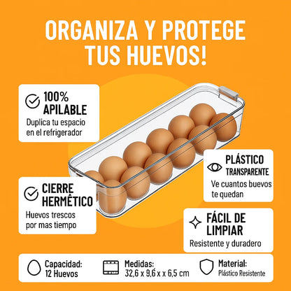 Contenedores Herméticos para 24 Huevos Apilable