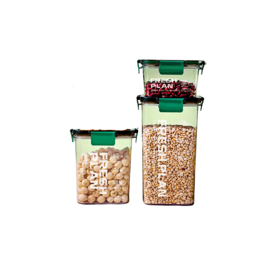 Set 3 Contenedores Herméticos con Marcador de Fecha Pequeño 200ml, 600ml y 1000ml