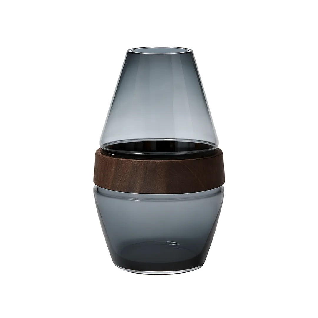 Floreros Decorativos de Vidrio y Madera Grande 30cm – Estilo Natural y Elegante para tu Hogar