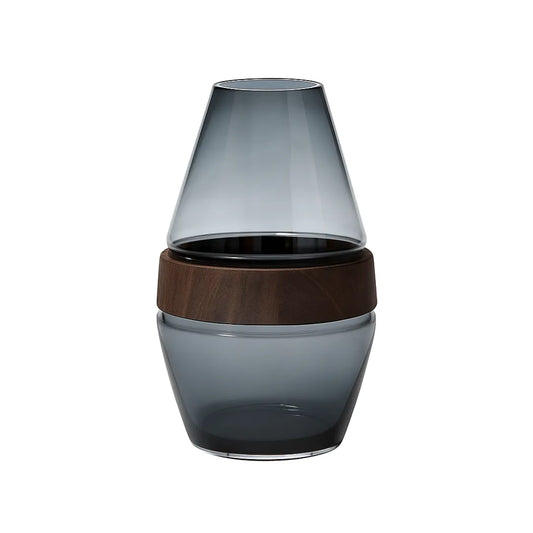 Floreros Decorativos de Vidrio y Madera Grande 30cm – Estilo Natural y Elegante para tu Hogar