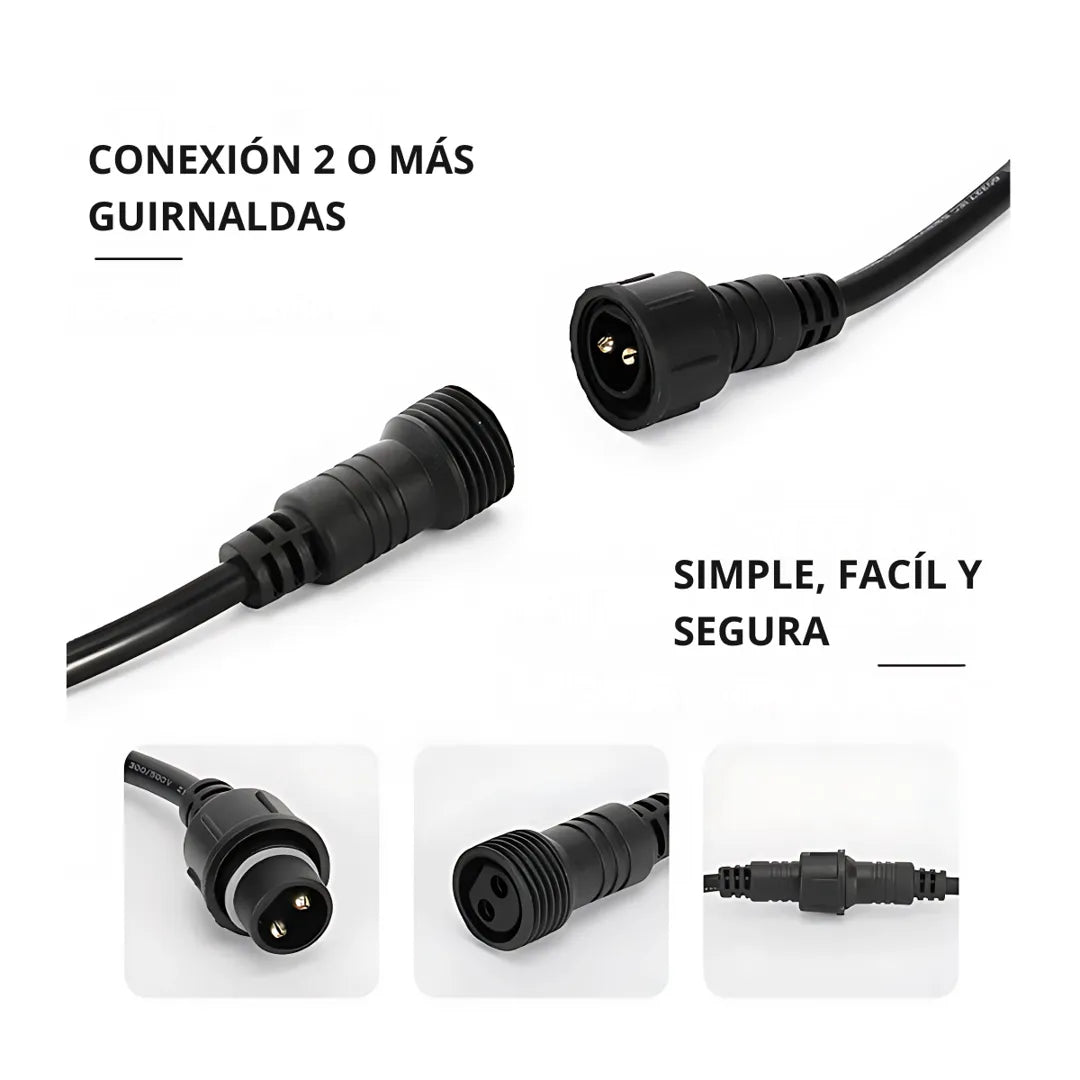 Guirnalda Luces Led Ampolletas E27 Incluidas 10m Decorativas Luces Cálida