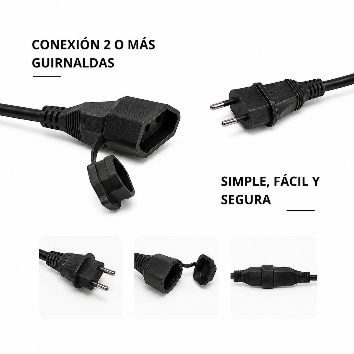 Guirnalda Luces Led Ampolletas E27 Incluidas 10m Decorativas Luces Cálida EstiloDomus – detalle de terminaciones