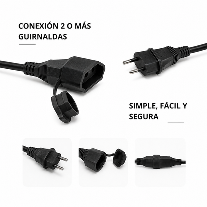 Guirnalda Luces Led Ampolletas E27 Incluidas 10m Decorativas Luces Cálida EstiloDomus – detalle de terminaciones