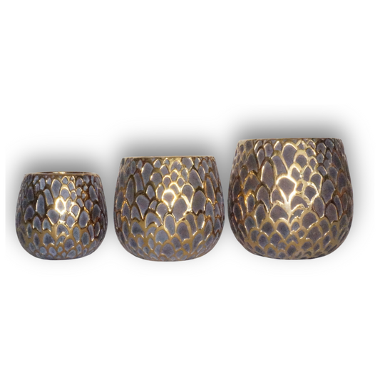 Set Jarrones Decorativos de Cerámica Dorado Escamas Dragón