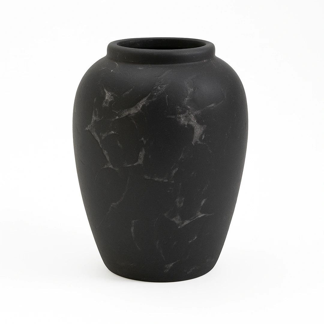 Jarrón Decorativo de Cerámica en Color Negro Mediano 25cm: Elegancia y Estilo para tu Hogar