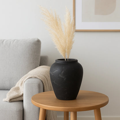 Jarrón Decorativo de Cerámica en Color Negro Mediano 25cm: Elegancia y Estilo para tu Hogar