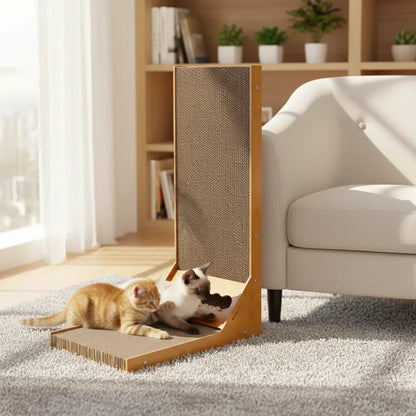 Rascador para Gatos en L 90cm con Juguete