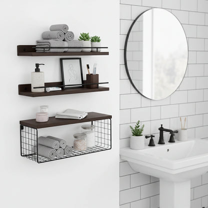 Set de 3 Repisas Flotantes de Madera y Metal