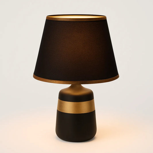 Lámpara de Noche Negra y Dorada Elegante