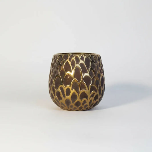 Jarrón Decorativo de Cerámica Grande Dorado Escamas Dragón 18x16.5cm