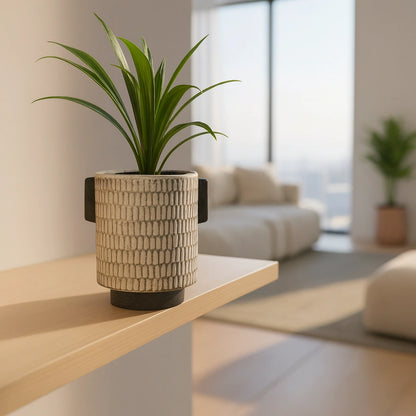 Jarrón Decorativo de Cerámica con Relieve Texturizado: Estilo y Elegancia en Cada Detalle