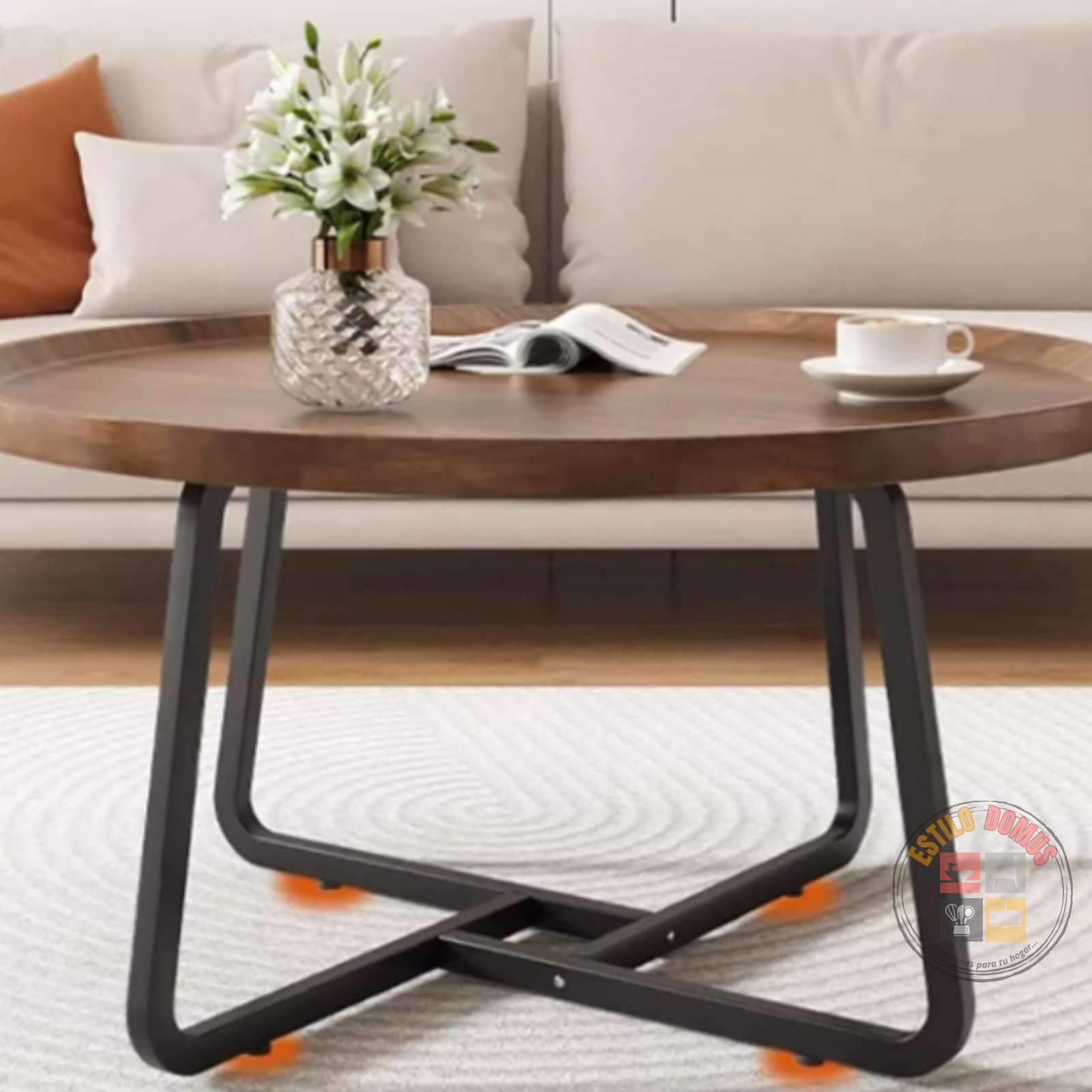 Set Mesas Redondas Madera Metal Estilo Industrial