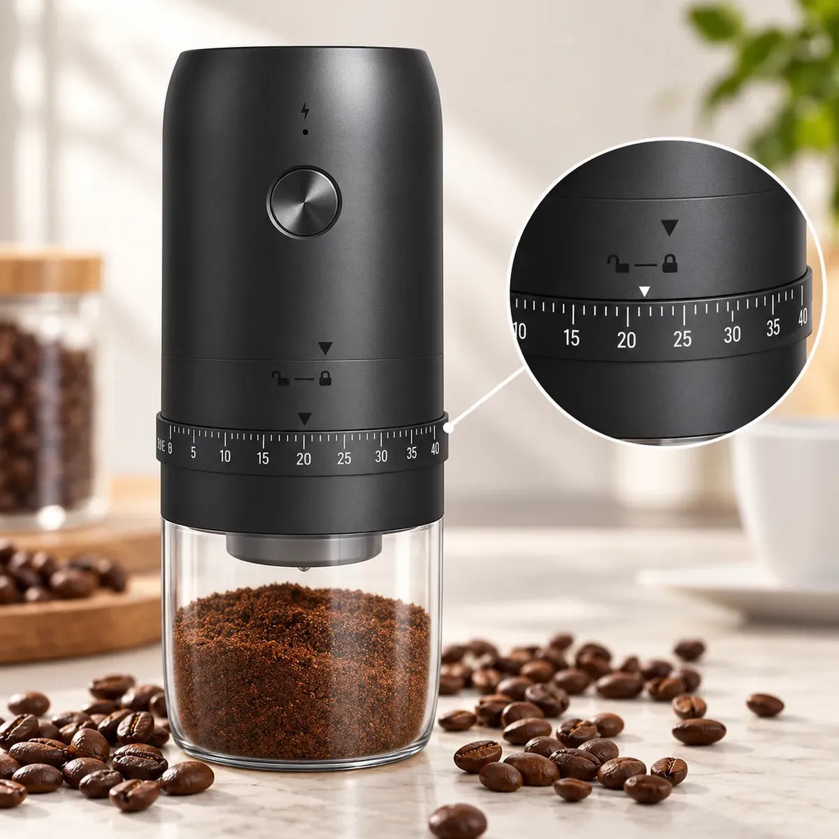 Molinillo de Café Eléctrico Recargable con 40 Niveles de Molienda – Muelas Cerámicas
