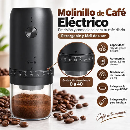 Molinillo de Café Eléctrico Recargable con 40 Niveles de Molienda – Muelas Cerámicas