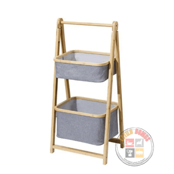 Mueble de Organización 2 Niveles Bambú y Tela