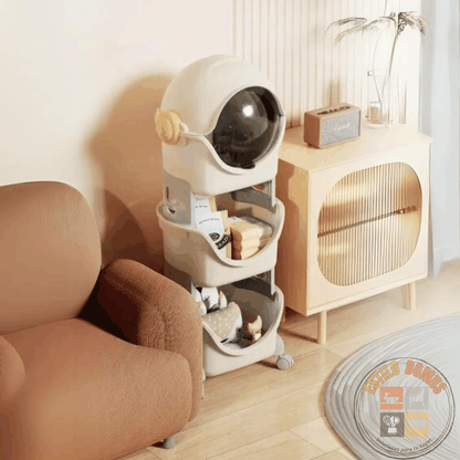 Organizador de Juguetes Astronauta 3 Niveles con Ruedas