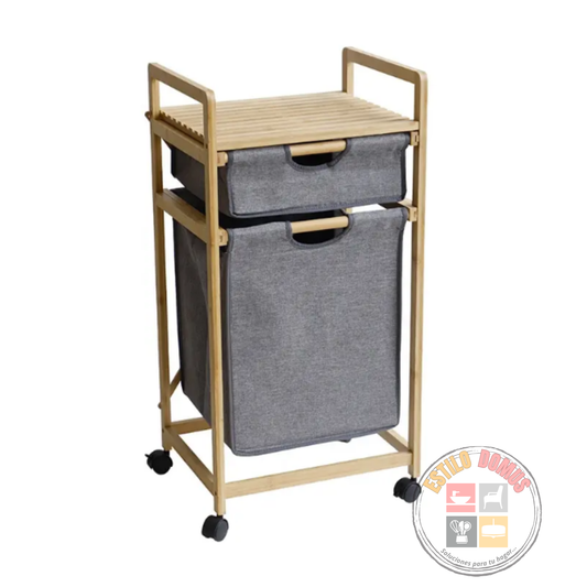 Organizador Baño Dormitorio Bambu Tela Grande