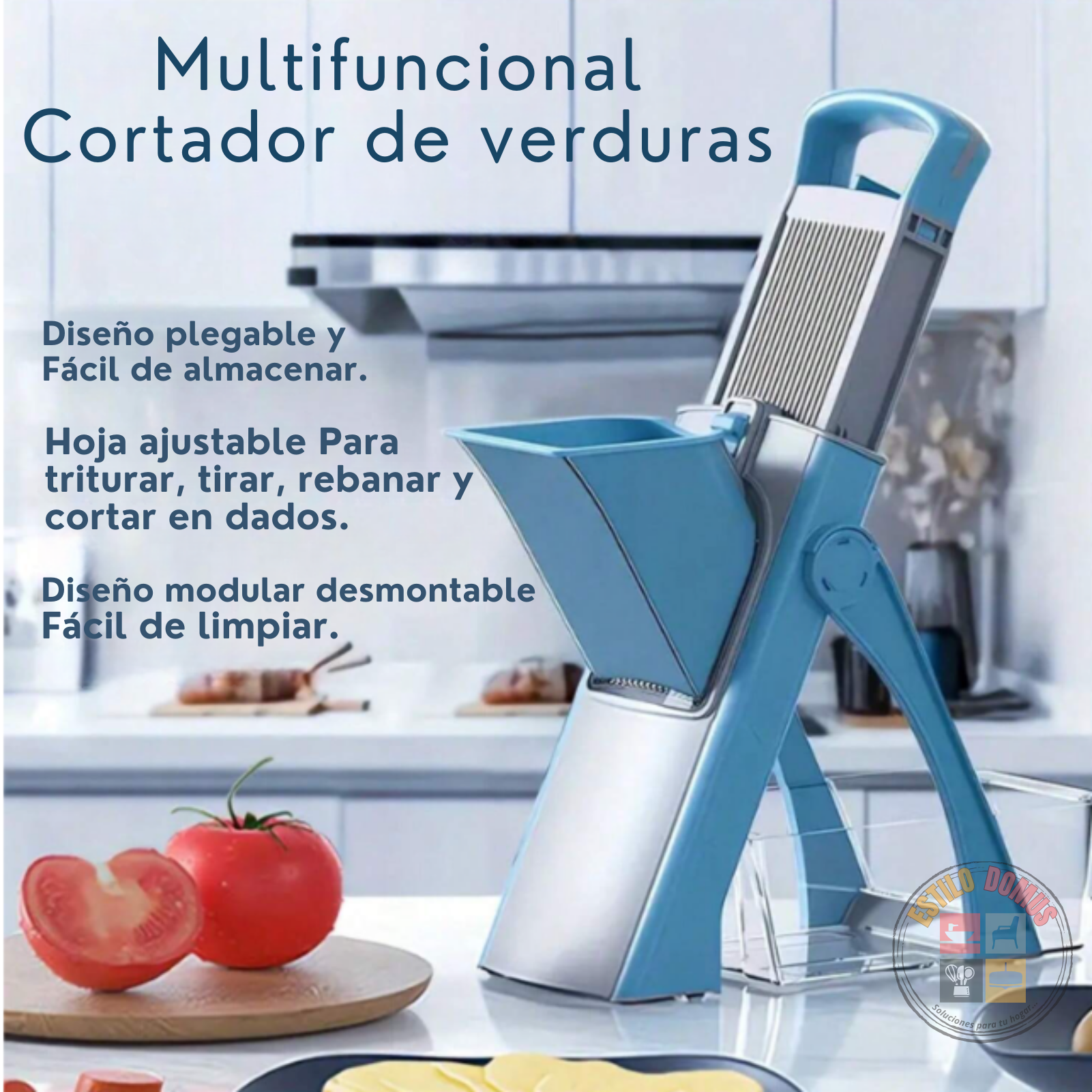 Mandolina Picadora de Vegetales Lavable Azul Verde Mandolina Cocina Profesional