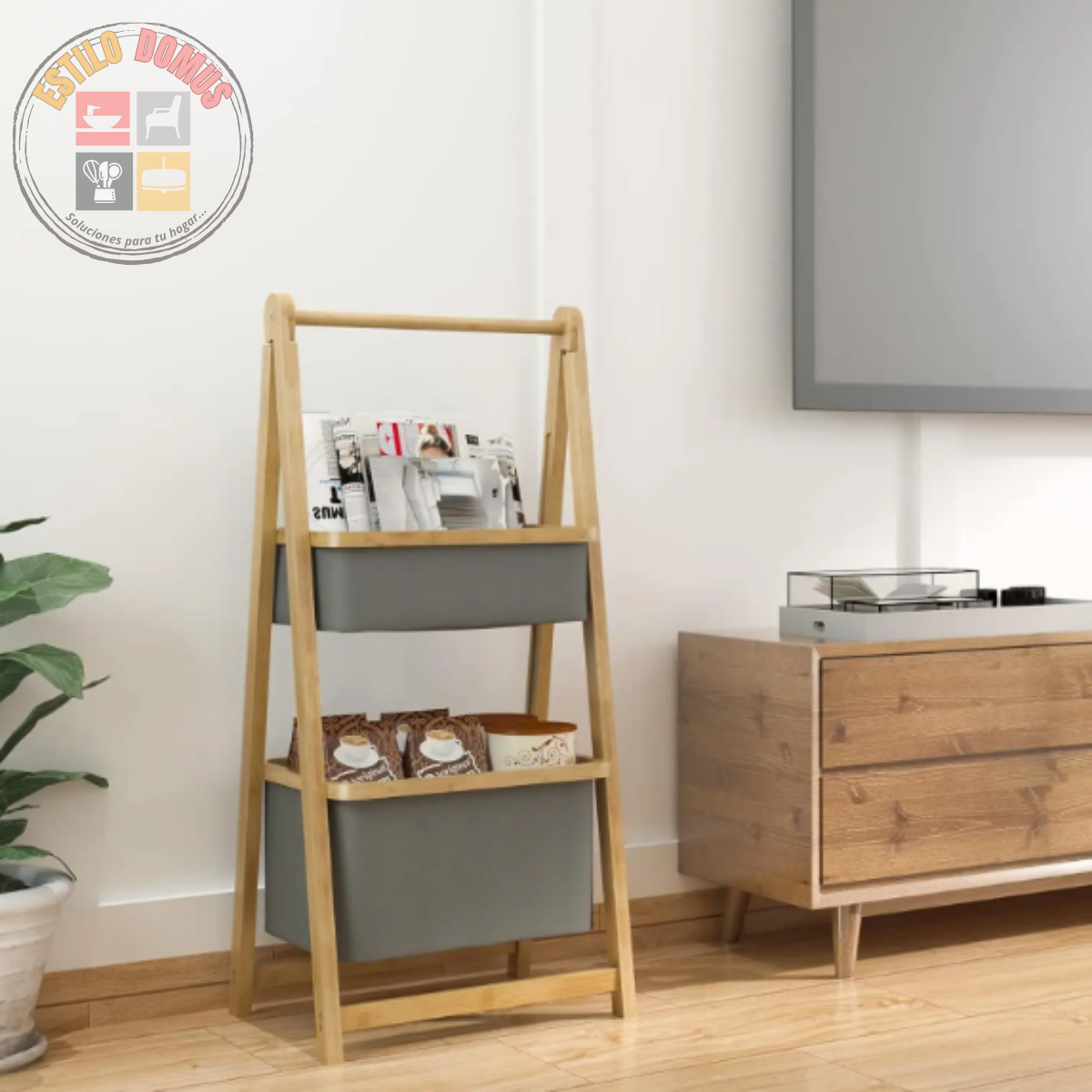 Mueble Tela y Bambú Minimalista Sala de Estar Baño Dormitorio 