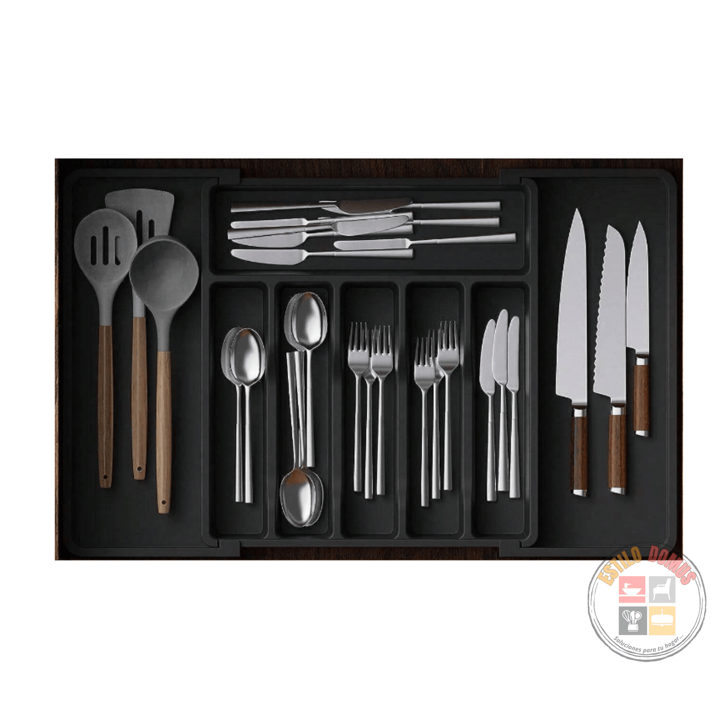 Organizador de Cubiertos para Cajón Expandible: Orden y Espacio en tu Cocina