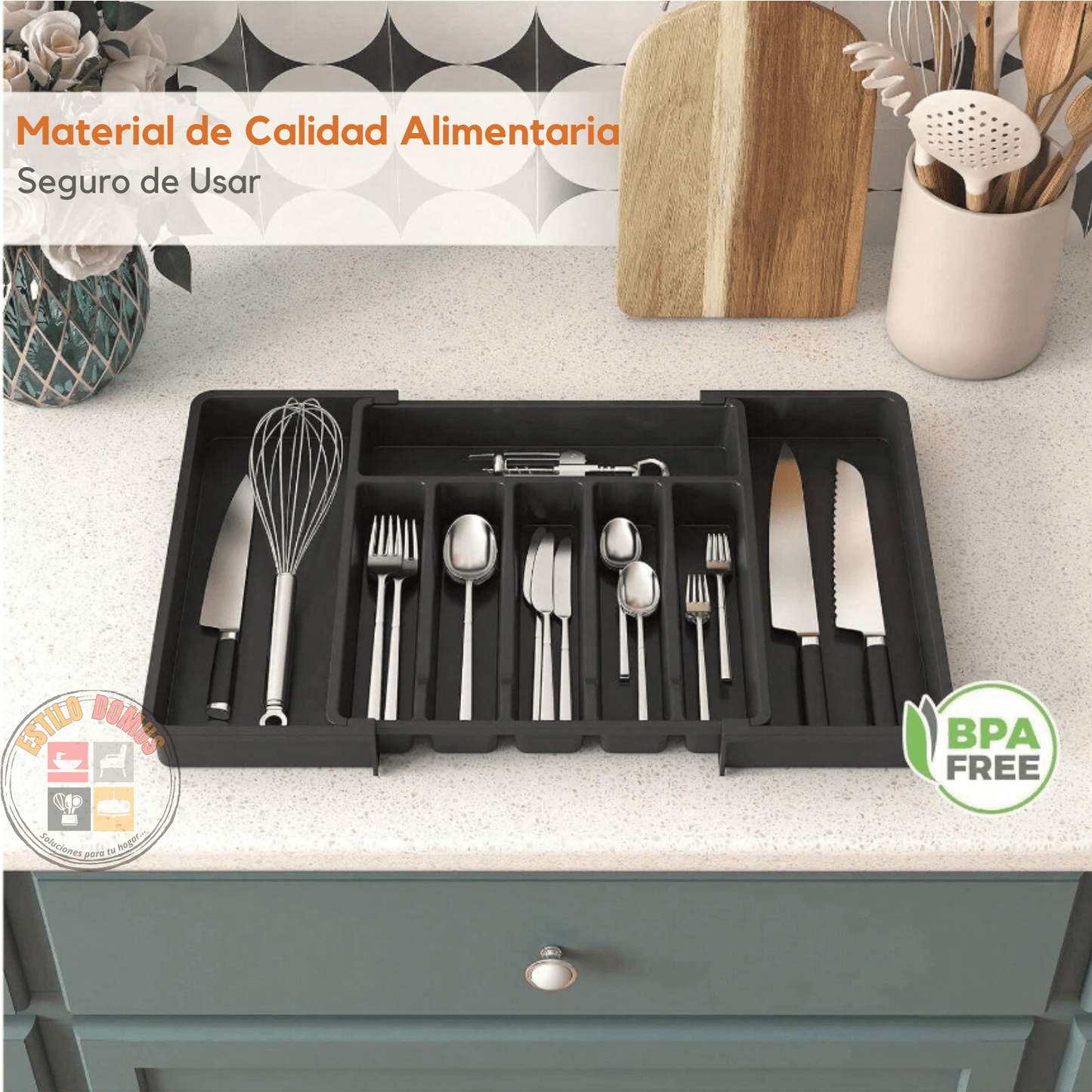 Organizador de Cubiertos para Cajón Expandible: Orden y Espacio en tu Cocina
