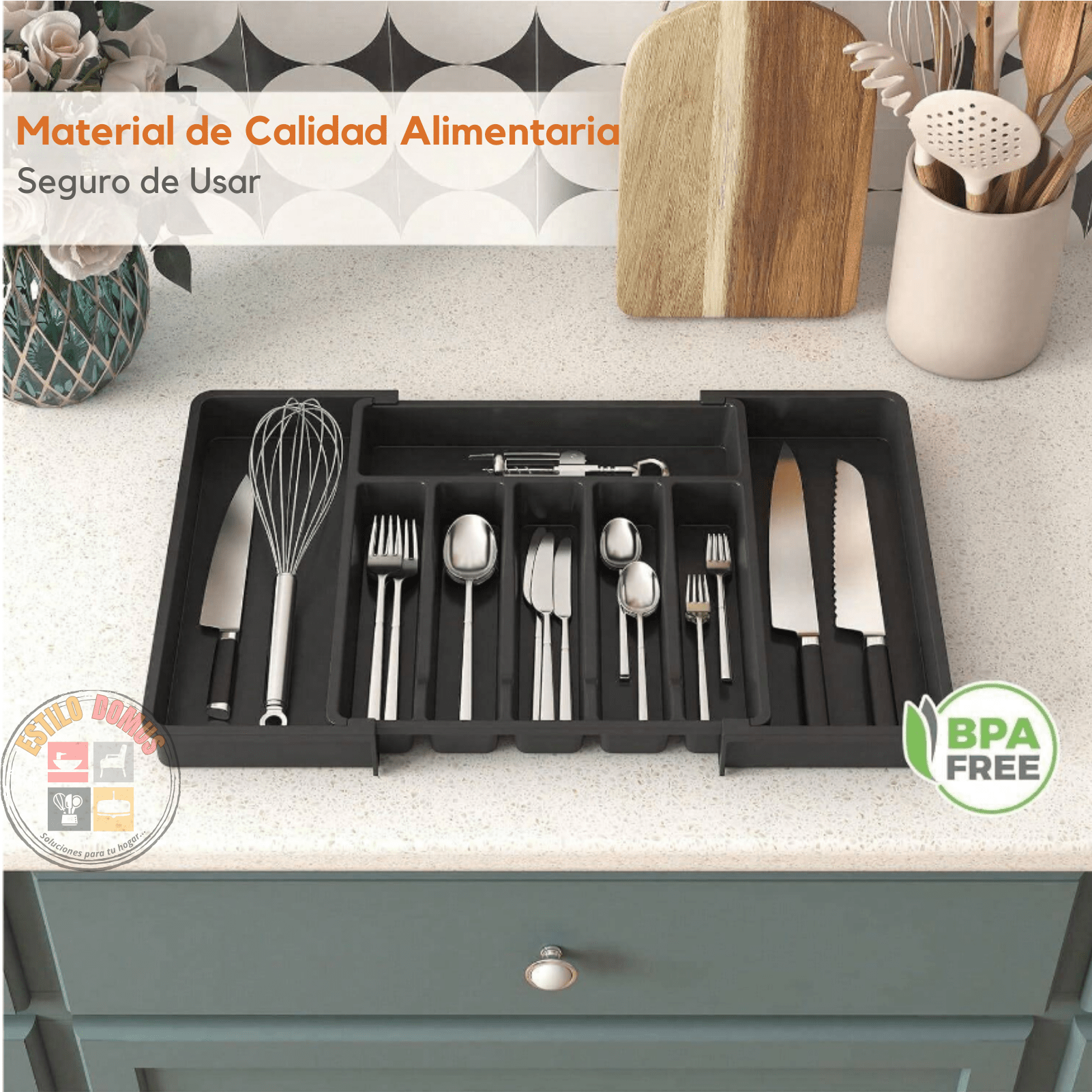 Organizador de Cubiertos para Cajón Expandible: Orden y Espacio en tu Cocina