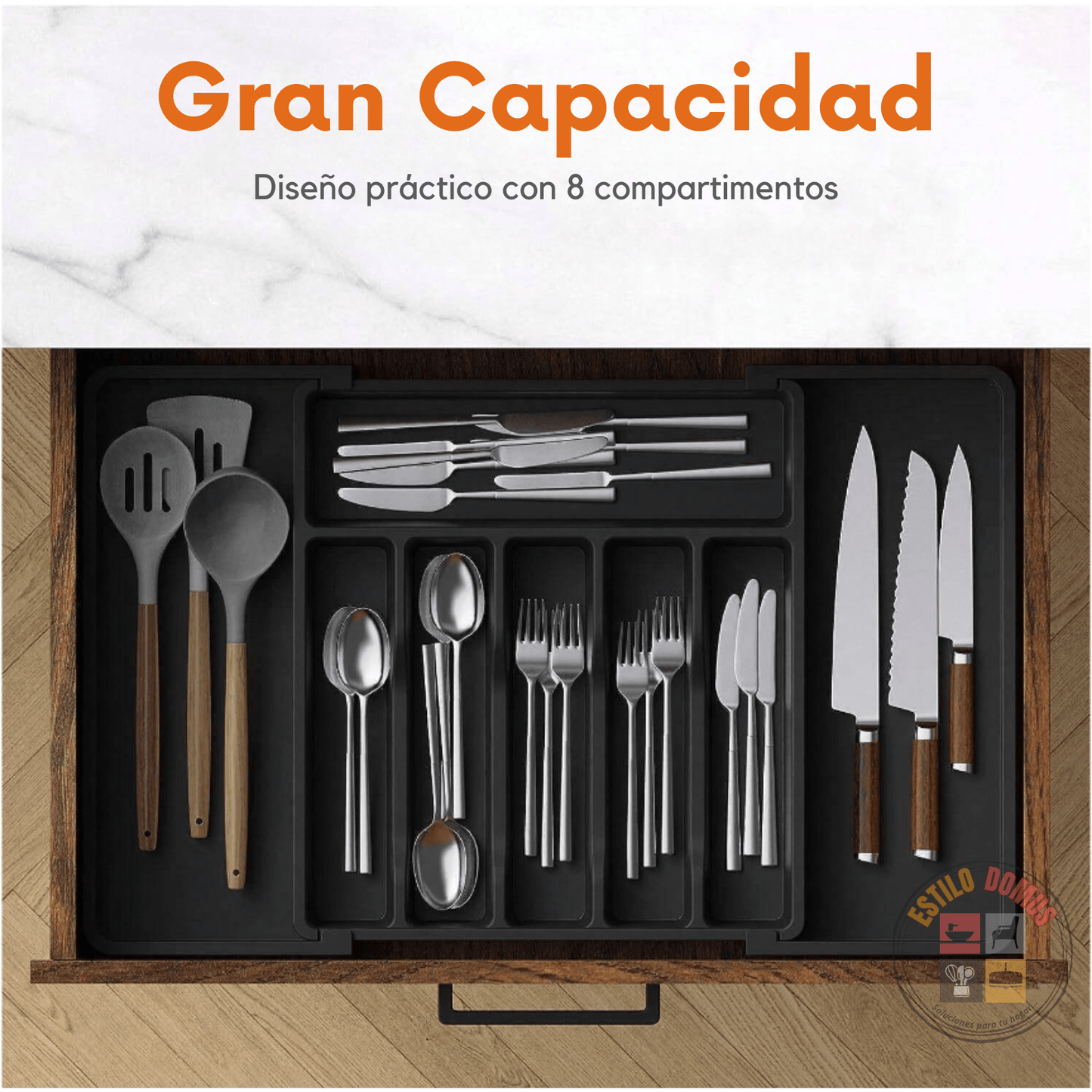 Organizador de Cubiertos para Cajón Expandible: Orden y Espacio en tu Cocina