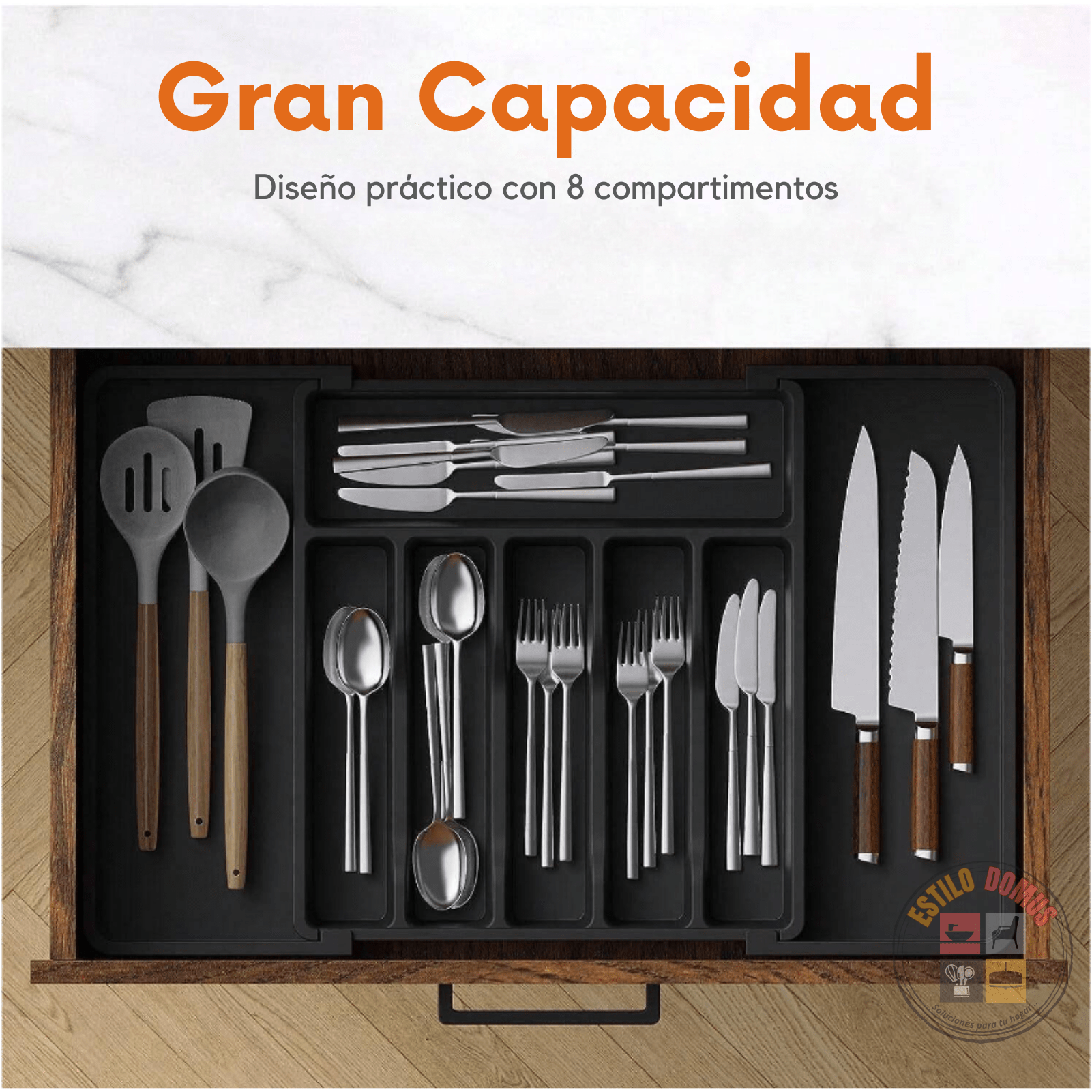 Organizador de Cubiertos para Cajón Expandible: Orden y Espacio en tu Cocina