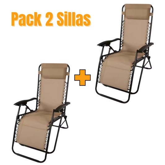 Pack 2 Sillas Reposeras Plegable y Portatil Playa Terraza