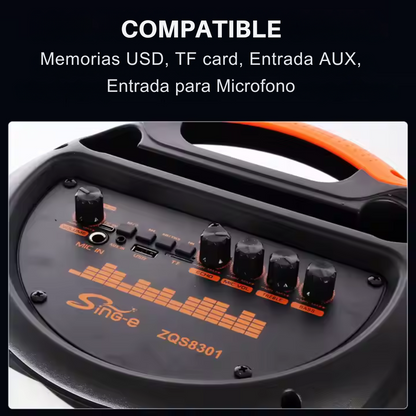 Parlante Karaoke  Bluetooth 8in x3 60W con Luces RGB