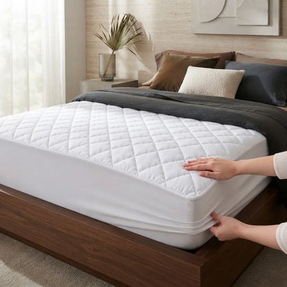 Protector de Colchón Impermeable 2 Plazas 150 x 200 cm con Faldón Ajustable Bambú