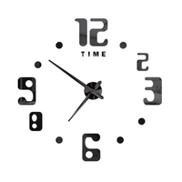 Reloj de Pared 3D DIY Números Grandes Negros