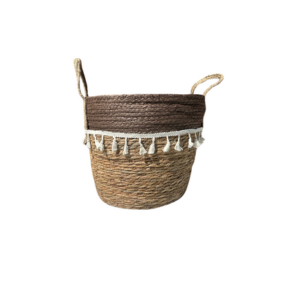 Set 3 Cestas Tejidas Fibra Natural para Plantas o Decoración