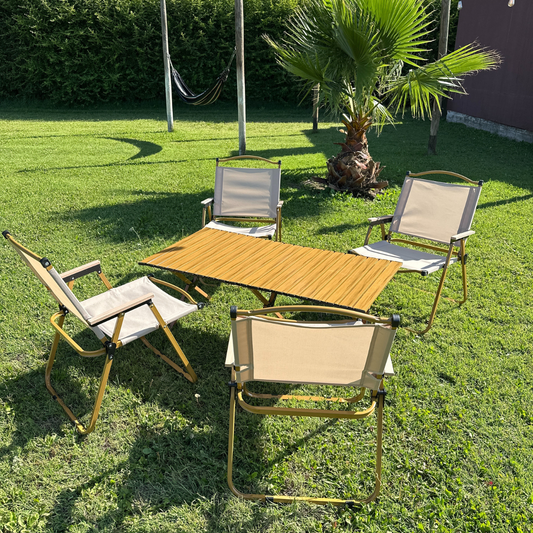 Set 4 Sillas Plegables + Mesa Camping Plegable
