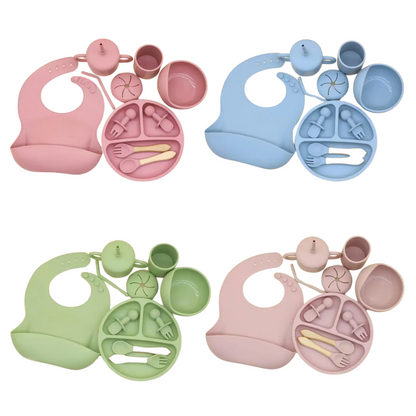 Set De Alimentación Silicona Dividida Con Ventosa Bebés 10pcs Libre BPA
