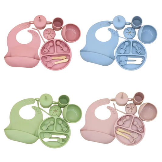 Set De Alimentación Silicona Dividida Con Ventosa Bebés 10pcs Libre BPA