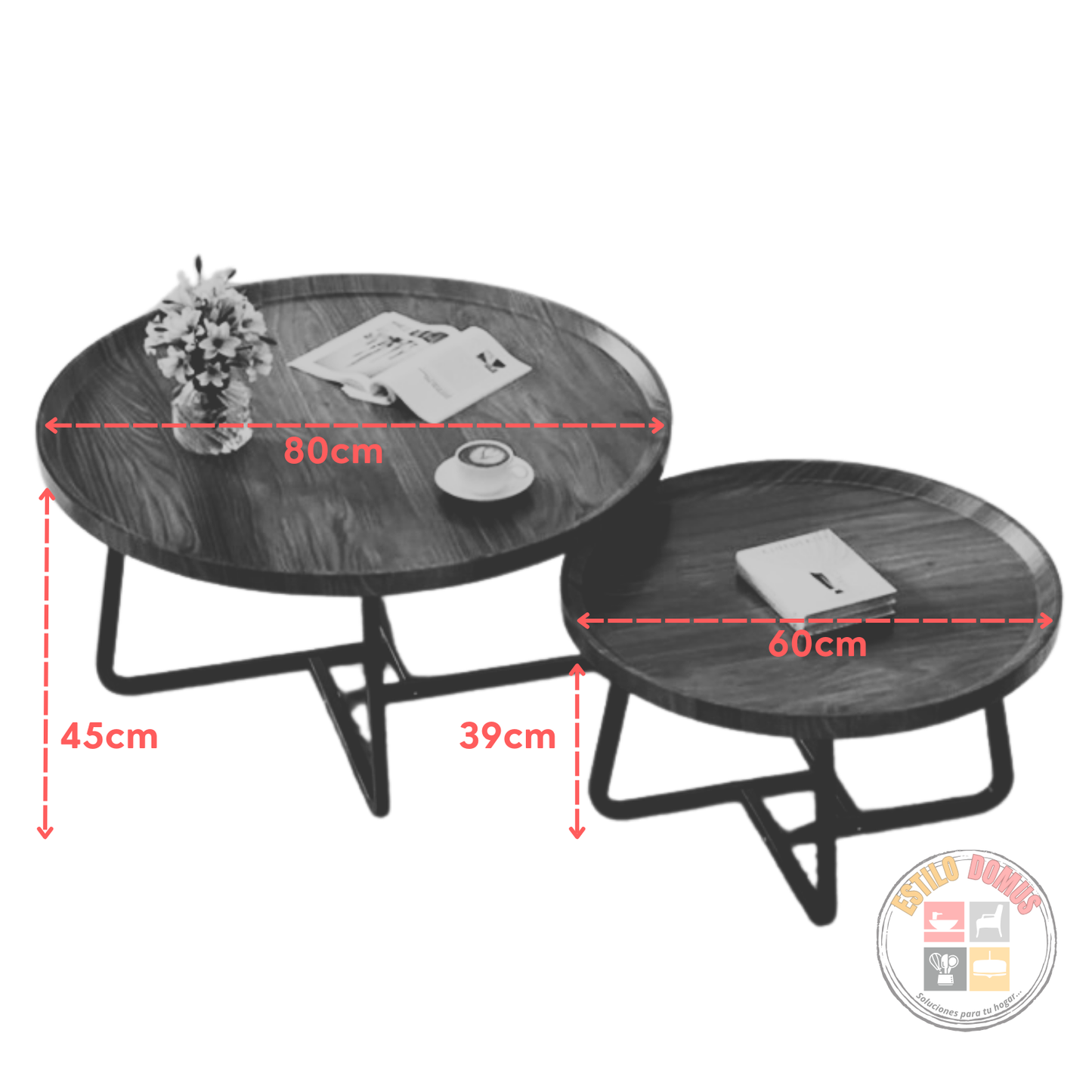 Mesa Redonda Madera Metal Estilo Industrail