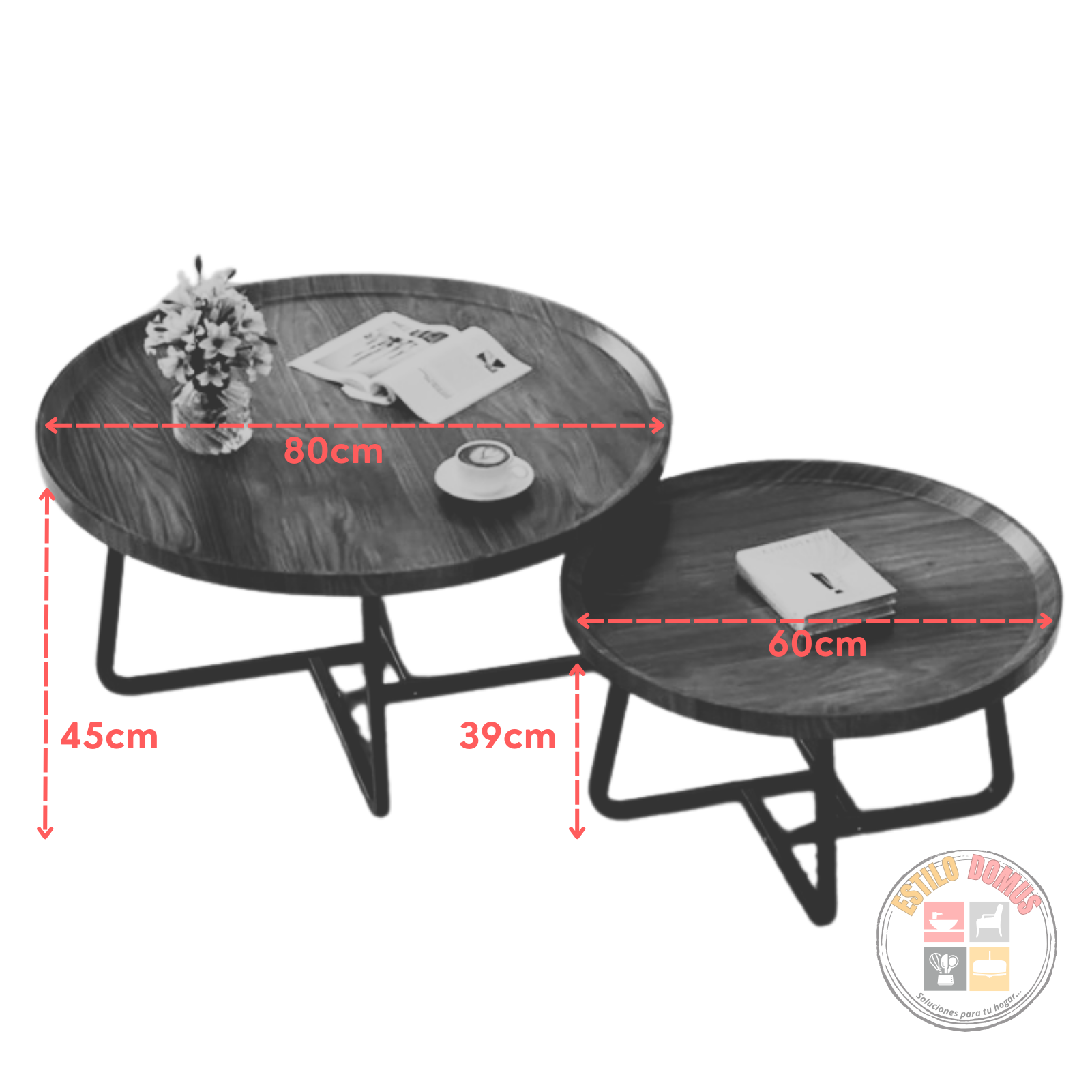 Mesa Redonda Madera Metal Estilo Industrail