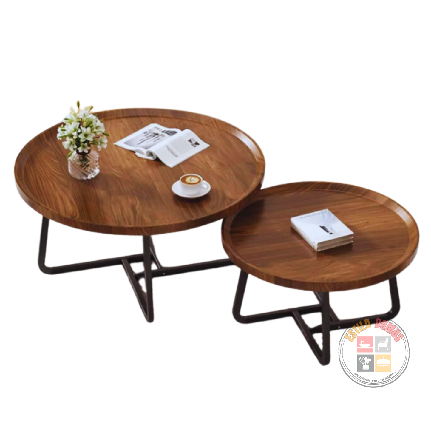 Mesas Redondas Madera y Fierro Decorativas y Funcionales