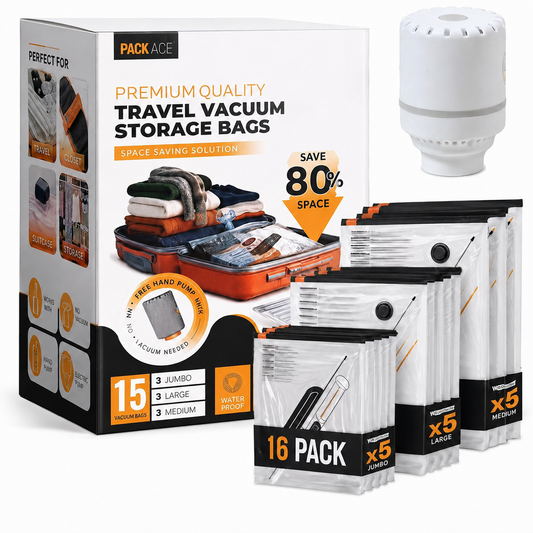 Set de bolsas al vacío para ropa con bomba eléctrica